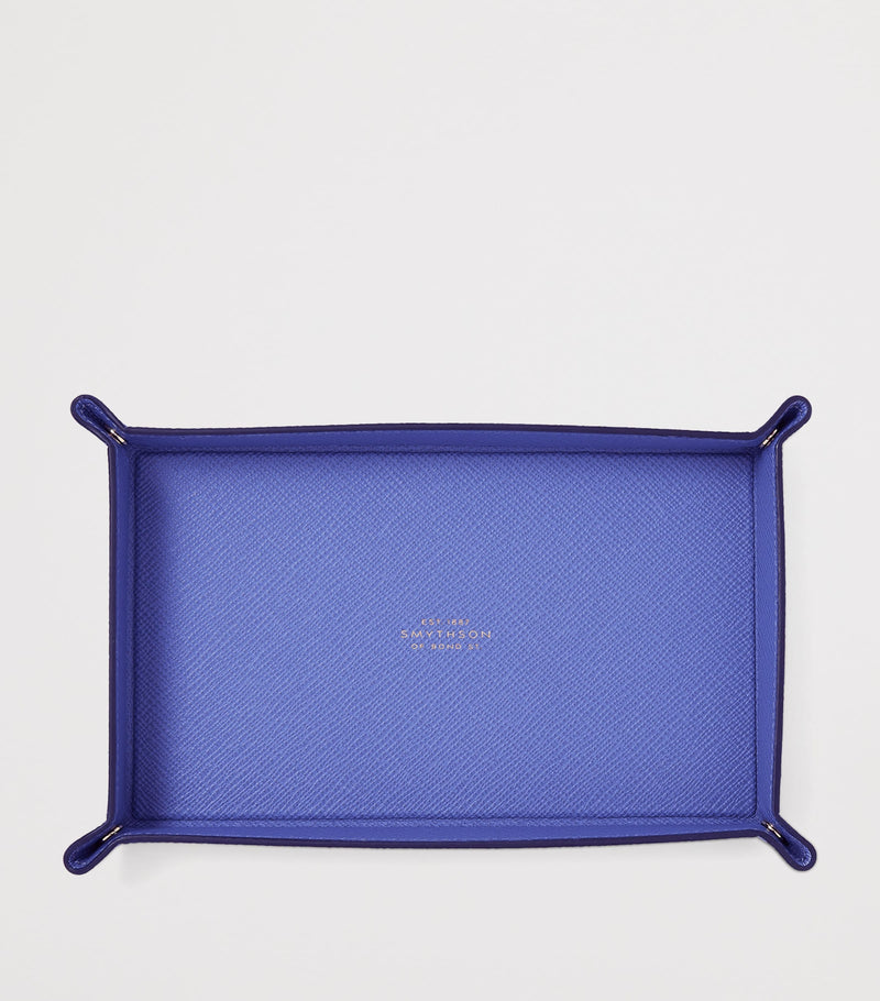 Smythson small leather Panama rectangular trinket tray (British brand)