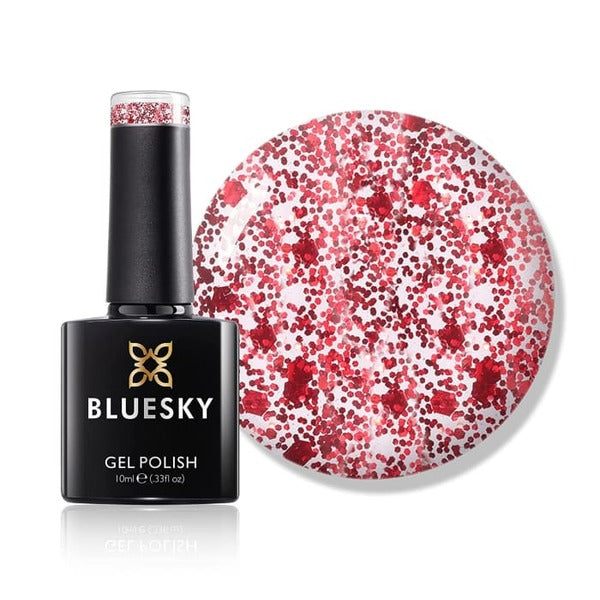 Bluesky Gel Polish Red Million glitter formula - British product