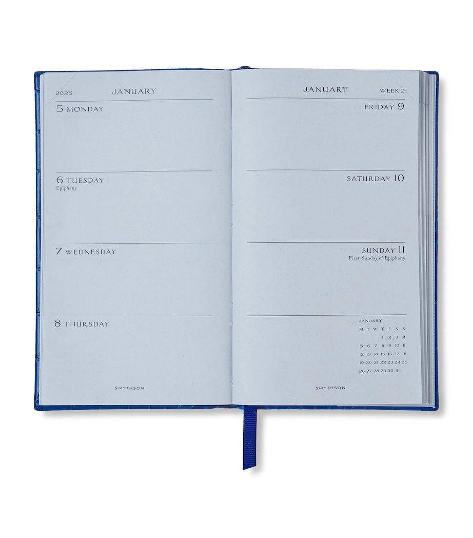 Smythson Mara leather croc-embossed Panama 2026 pocket diary (British brand)