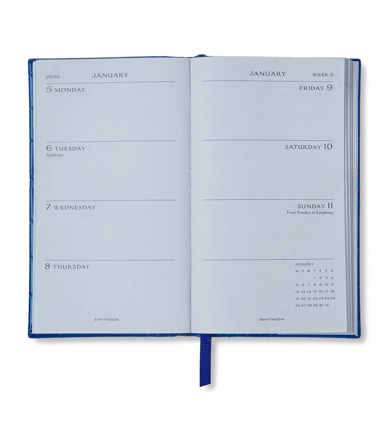 Smythson Mara leather croc-embossed Panama 2026 pocket diary (British brand)