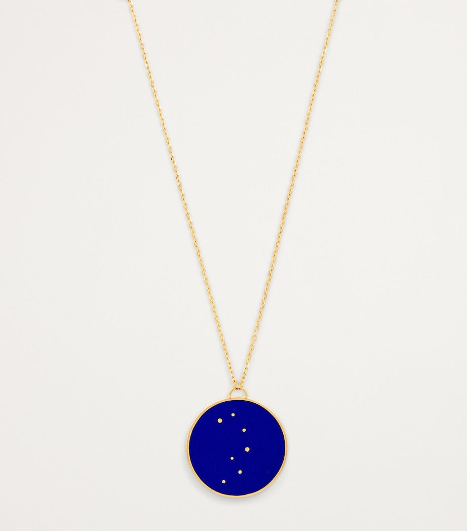 L'atelier Nawbar sun and moon pendant necklace with yellow gold, diamonds, lapis lazuli, and turquoise, UK version