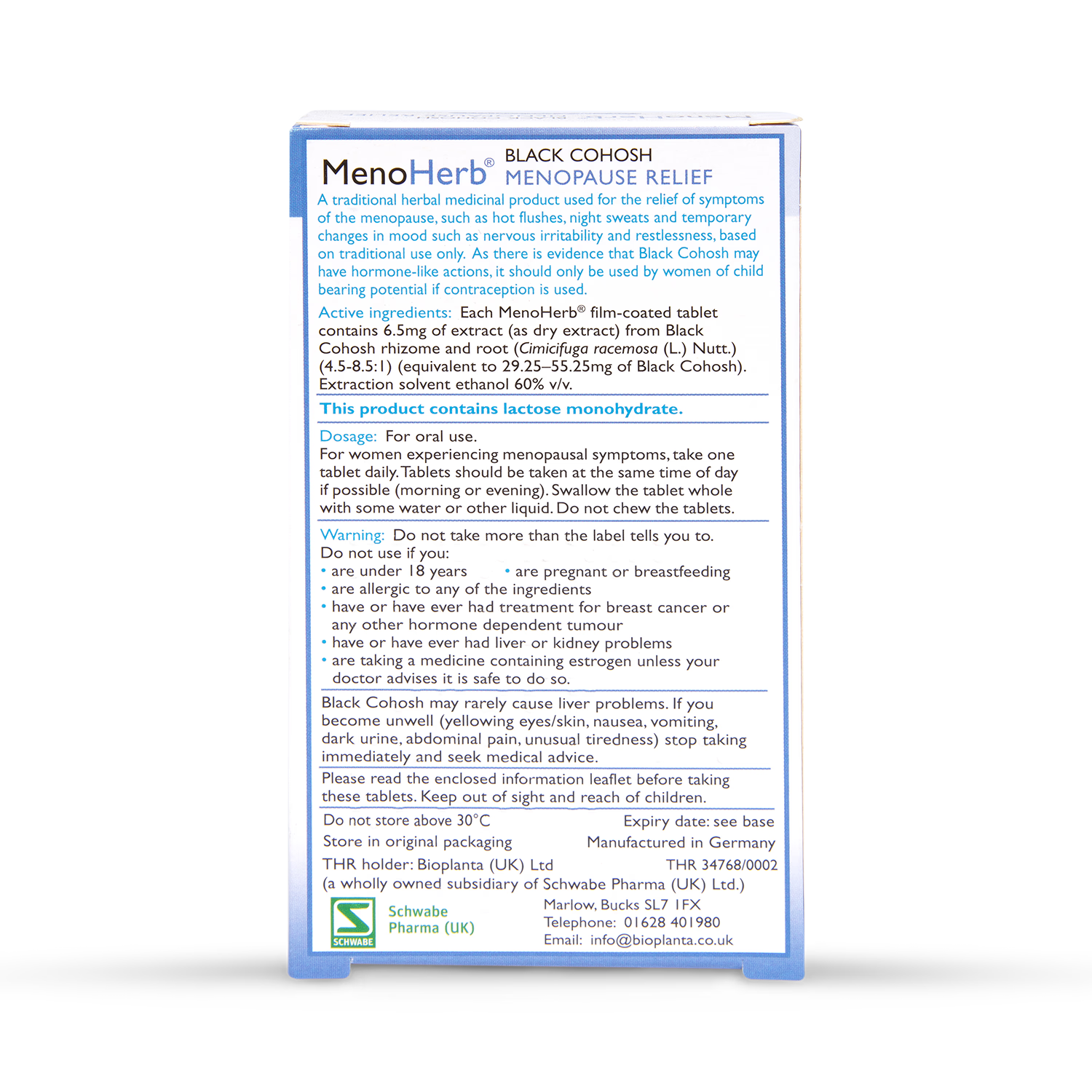 Schwabe Pharma Menoherb Tablets 30 Count, imported from the UK