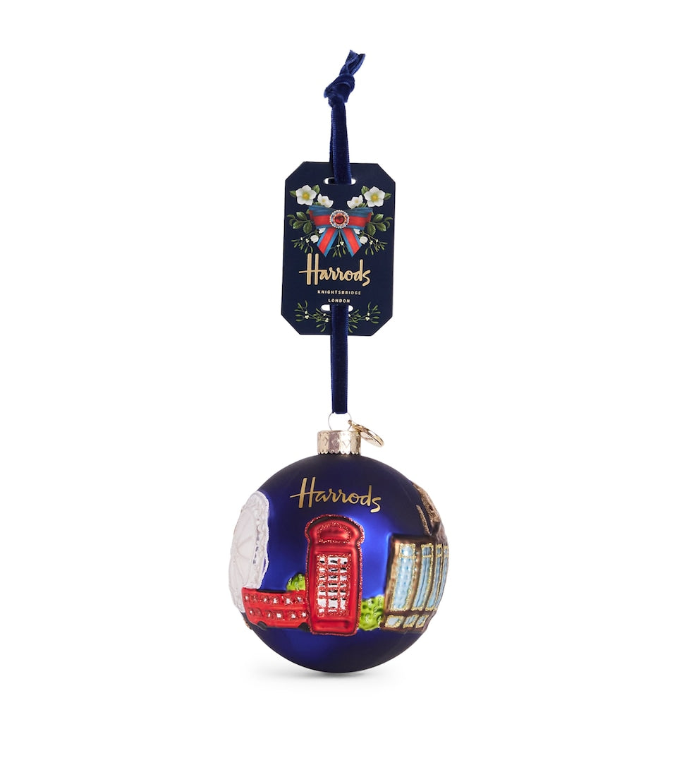 Hand-Finished Glass Christmas Bauble with London Landmarks 11cm