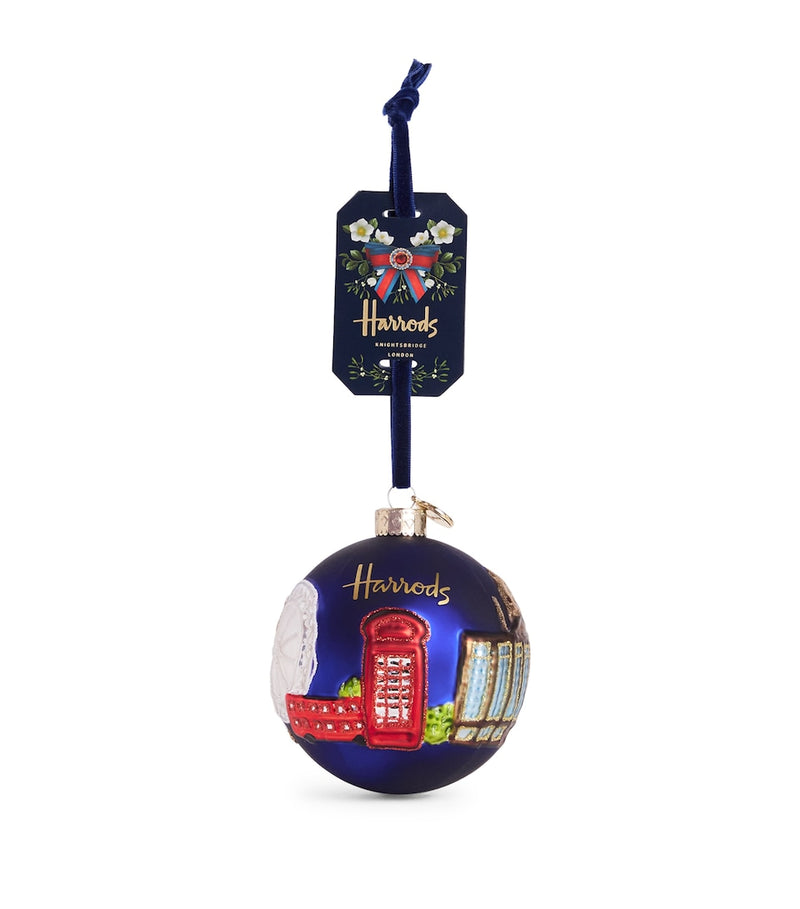 Hand-Finished Glass Christmas Bauble with London Landmarks 11cm