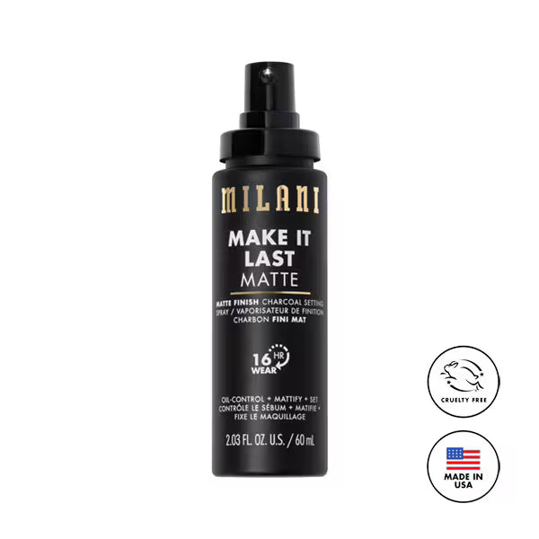Milani setting spray matte charcoal 60ml, imported from the UK