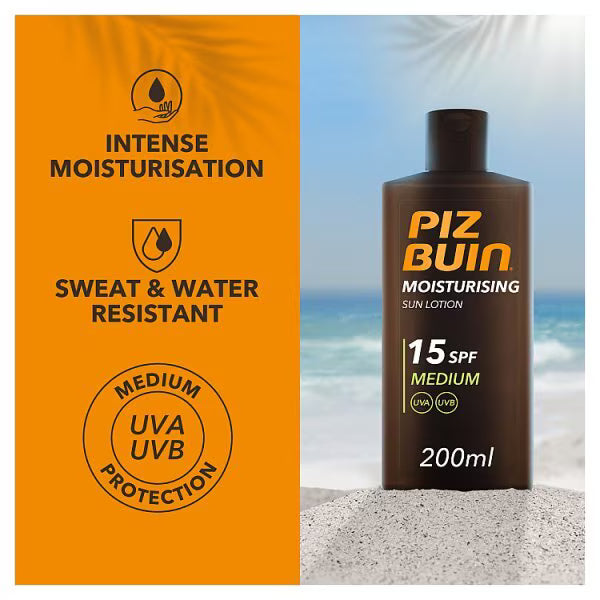 Piz Buin Moisturising Lotion SPF15 200ml, imported from the UK