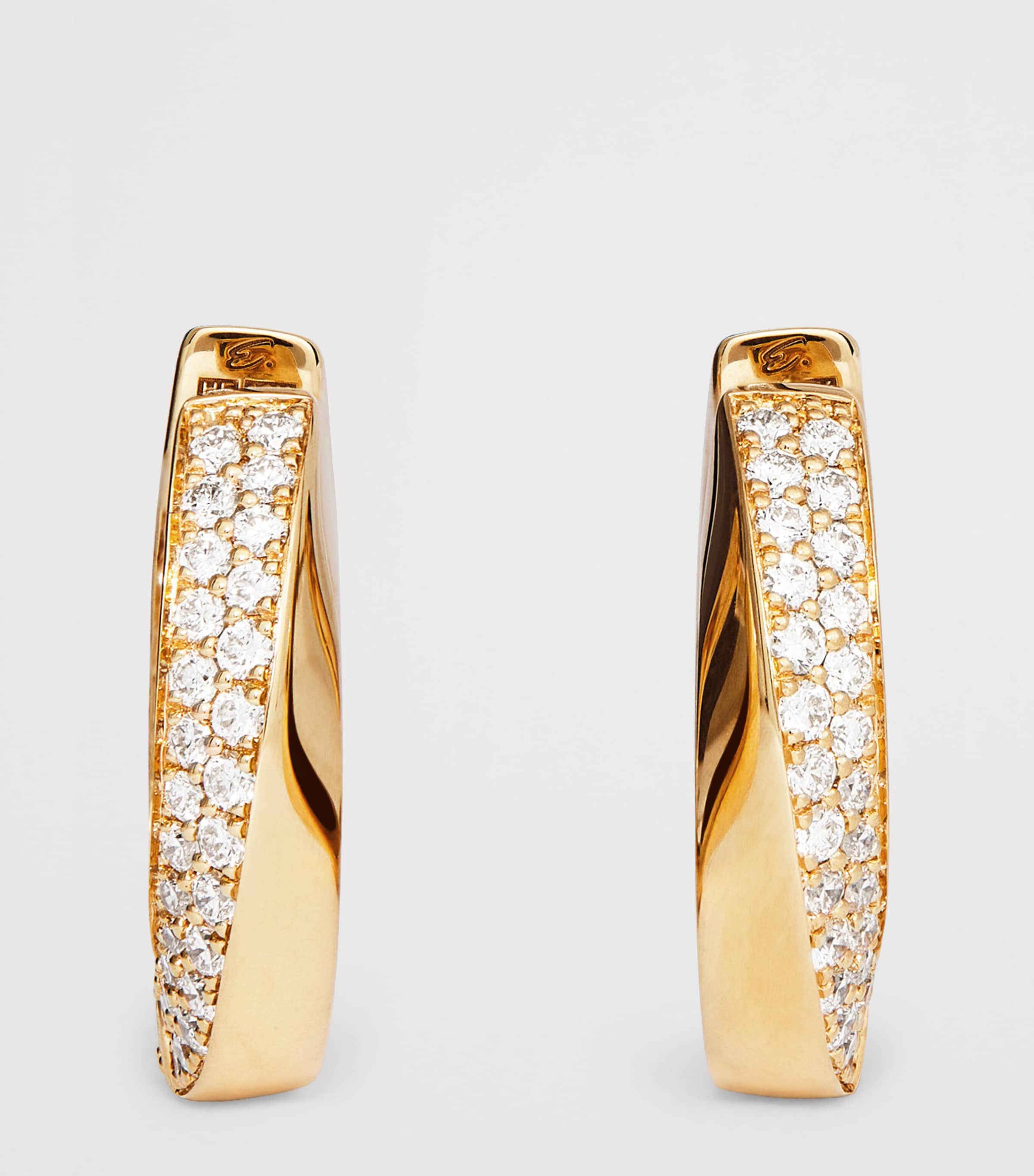 Engelbert Aurea Spira Creoles earrings in yellow gold with diamonds - British product