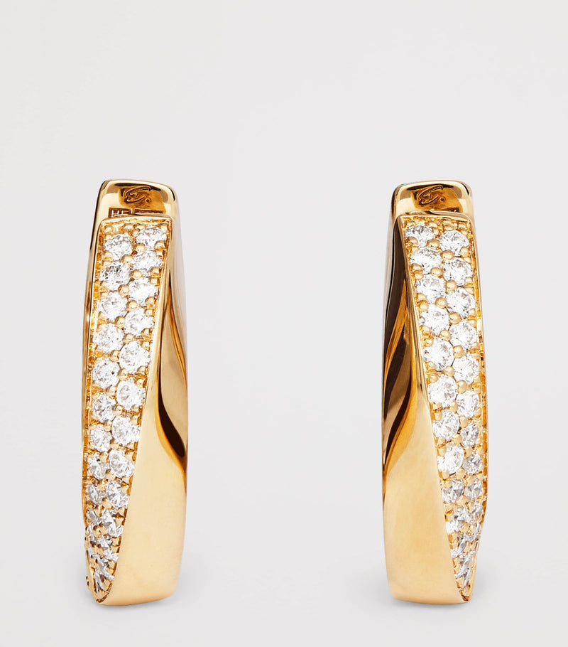 Engelbert Aurea Spira Creoles earrings in yellow gold with diamonds - British product