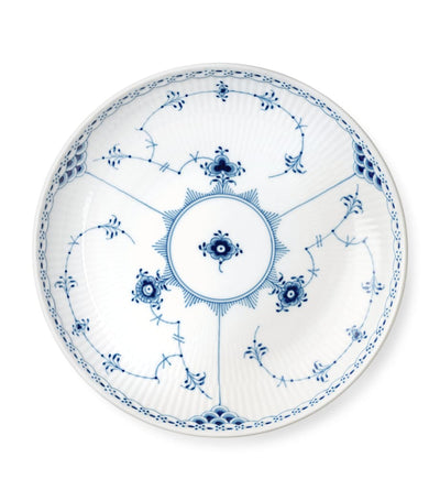 Blue Fluted Half Lace Shallow Bowl 20cm