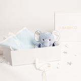 Babbico Blue Elephant Toy And Rattle Blanket Baby Gift Set - McGrocer