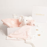 Babbico Elephant Toy, Pink Blanket & Comforter Baby Gift Set - McGrocer