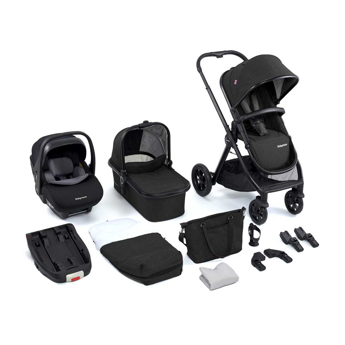 Babymore Memore V2 Travel System 13 Piece Pecan i-Size – Black - McGrocer