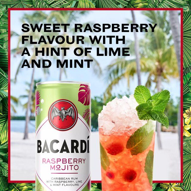 Bacardi Raspberry Mojito Premix Rum Cocktail   250ml - McGrocer