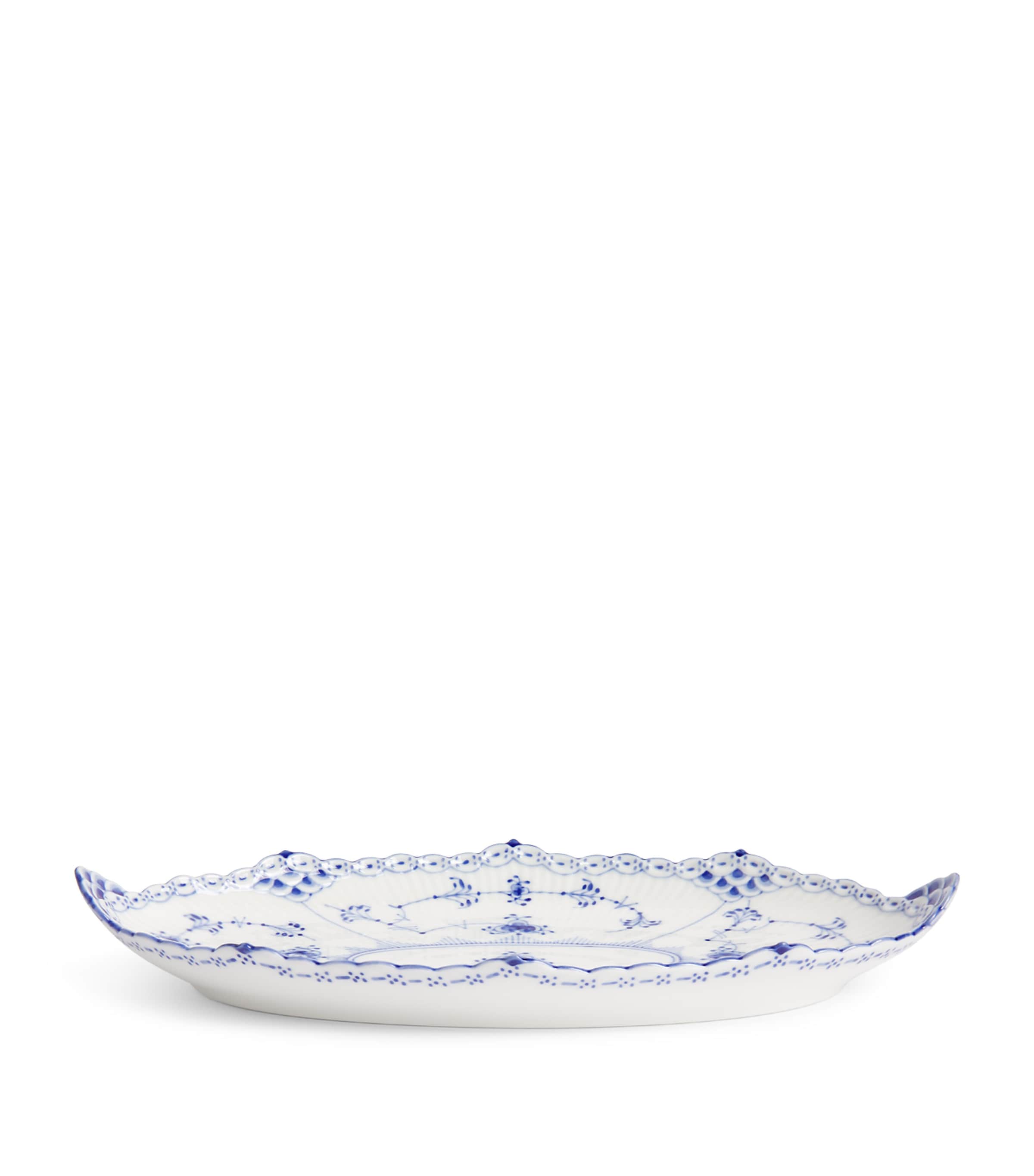 Royal Copenhagen Blue Fluted Half Lace oval dish 24.5cm, imported from the UK