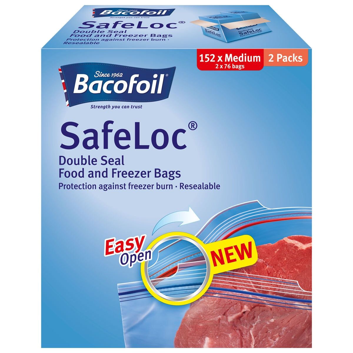 Bacofoil Safeloc® Food and Freezer Medium Bags,152 Pack - McGrocer