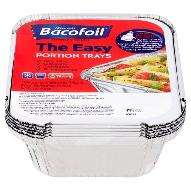 Bacofoil Small Portion Trays & Lids 13x4.1cm   6 per pack - McGrocer