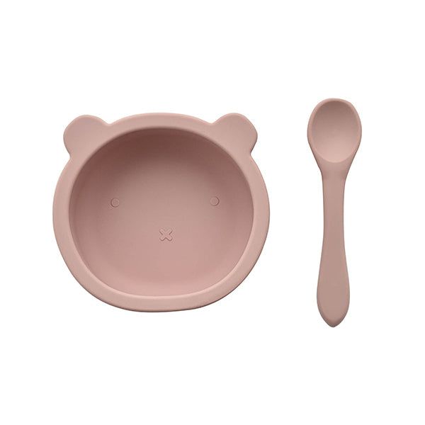 Bambino Silicone Feeding Set Bib Bowl & Spoon Pink - McGrocer