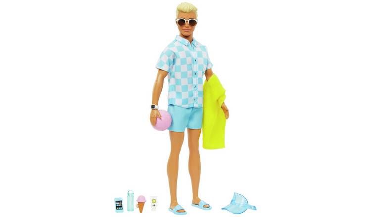 Barbie Ken Doll with Swim Trunks & Beach-Themed Accessories - McGrocer
