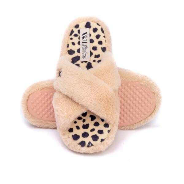 Barbie Womens Crossover Fluffy Slippers (3-4) - McGrocer