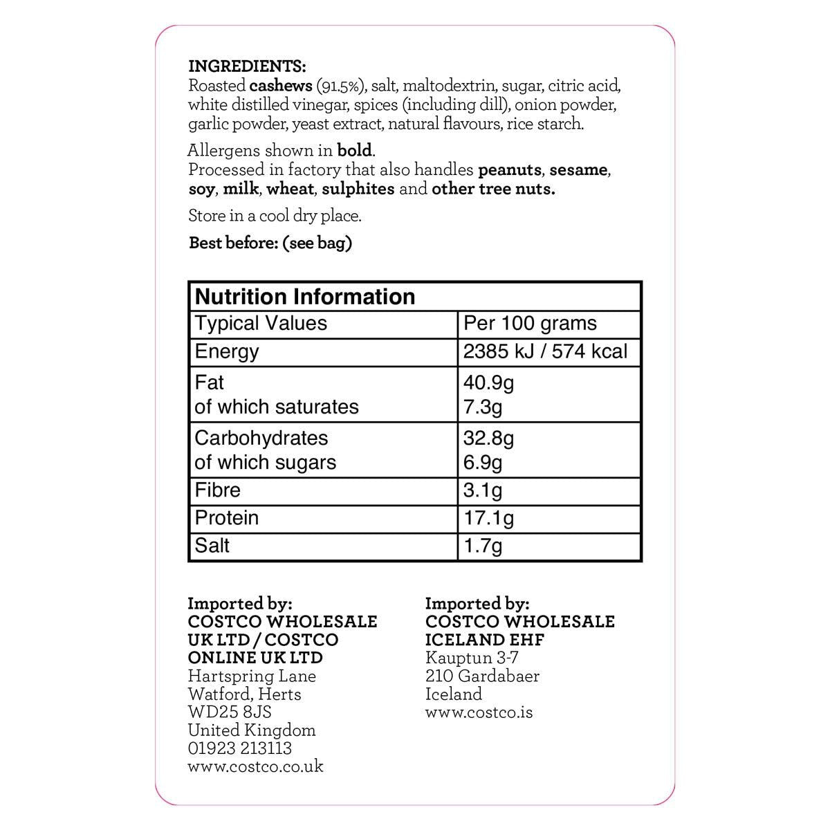 Basse Dill Pickle Cashews, 800g - McGrocer