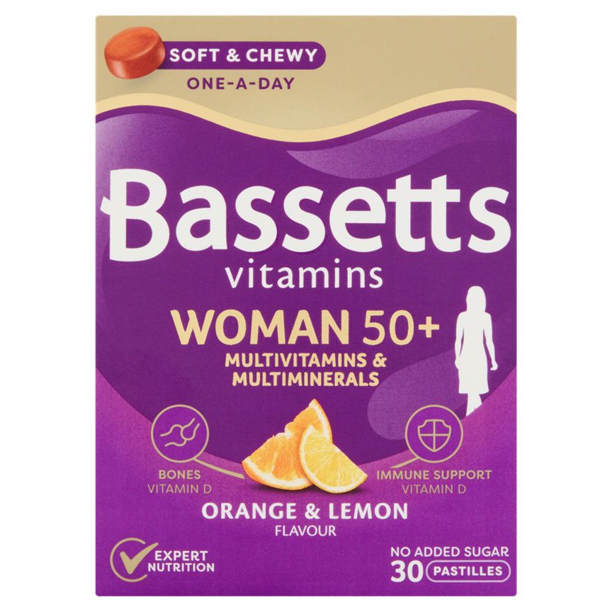 Bassetts Vitamins Woman 50+ Multivitamins & Multiminerals Orange & Lemon Flavour 30 Pastilles - McGrocer