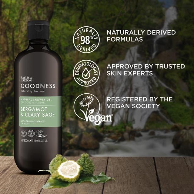 Baylis & Harding Goodness Mens Shower Gel - Bergamot & Clary Sage   500ml - McGrocer