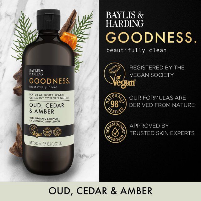 Baylis & Harding Goodness Oud Cedar & Amber Body Wash   500ml - McGrocer