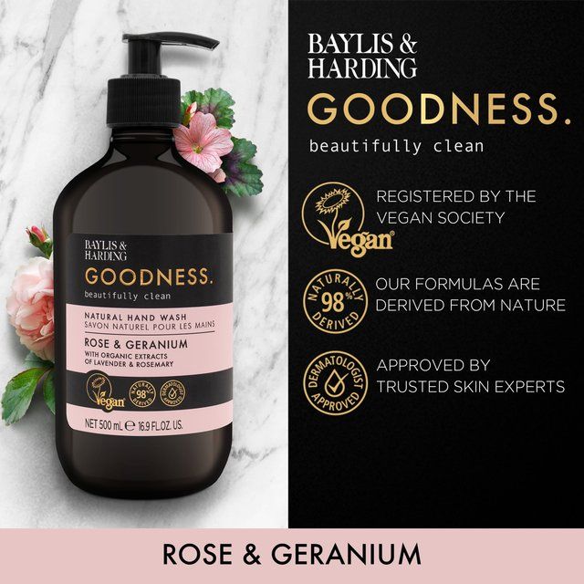 Baylis & Harding Goodness Rose & Geranium Hand Wash   500ml - McGrocer