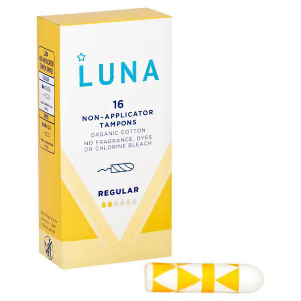 Superdrug Luna Regular Non Applicator Organic Cotton Tampons 16 Pack (British brand)
