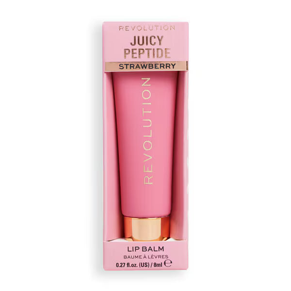Revolution Juicy Peptide Lip Balm Pink Strawberry, imported from the UK