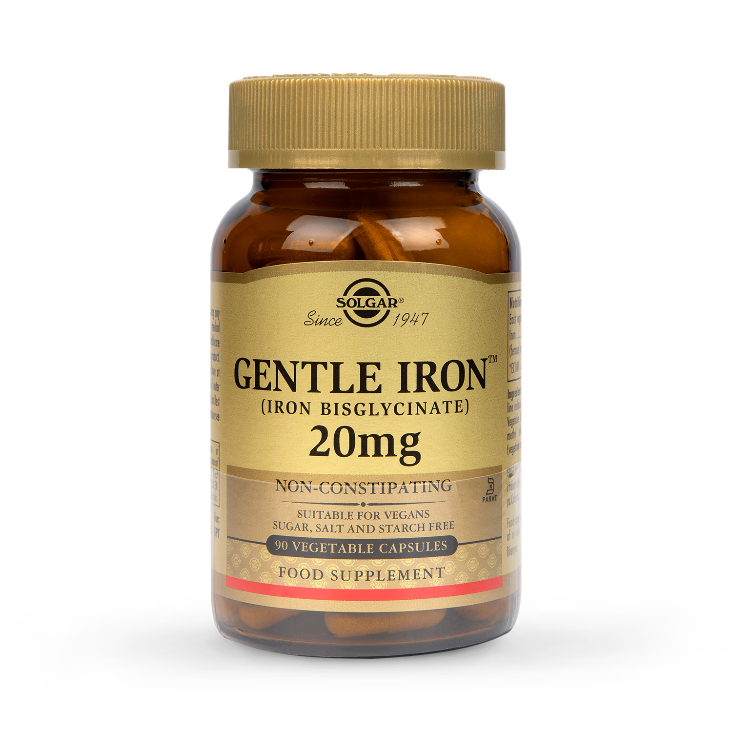 Solgar Gentle Iron 20mg 90 Vegi Capsules (British brand)