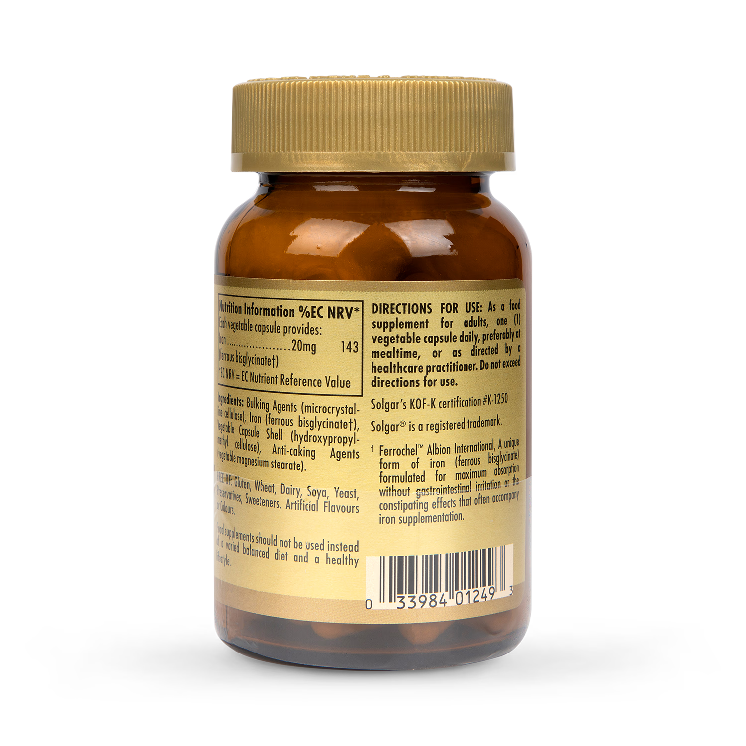 Solgar Gentle Iron 20mg 90 Vegi Capsules (British brand)