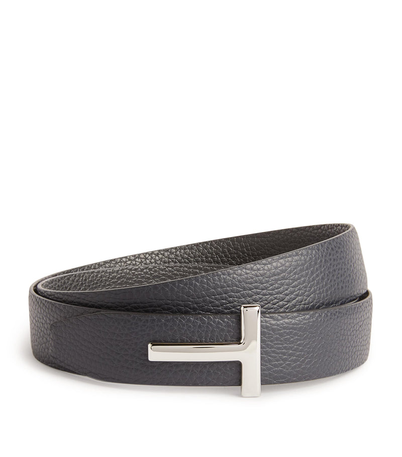 TOM FORD Leather Reversible T Icon Belt (British brand)