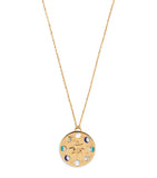 L'Atelier Nawbar yellow gold diamond lapis turquoise moon phase necklace, UK version
