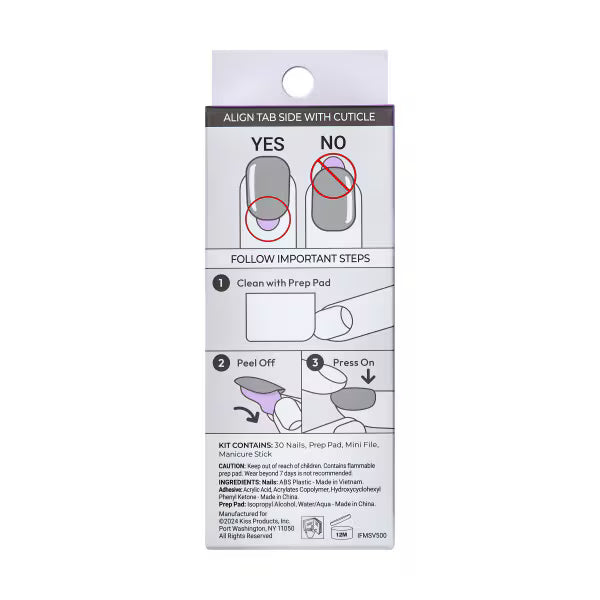 Kiss Press-On Nails Ideal French 30 Pack, UK version