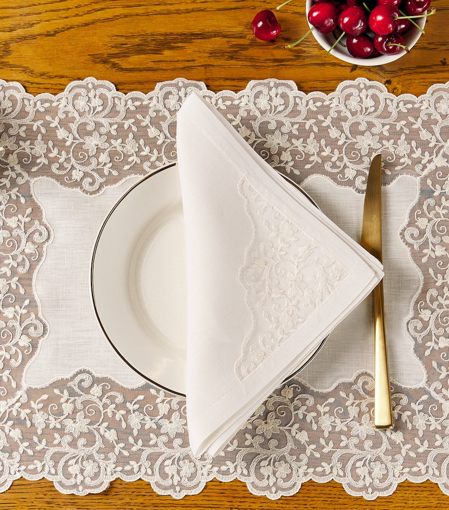 Dea linen lace-trim elite napkin 45cm x 45cm - British product