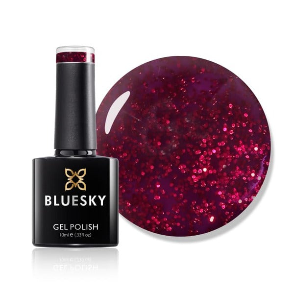 Bluesky Gel Polish Ruby Ritz Deep Red Glitter - British product