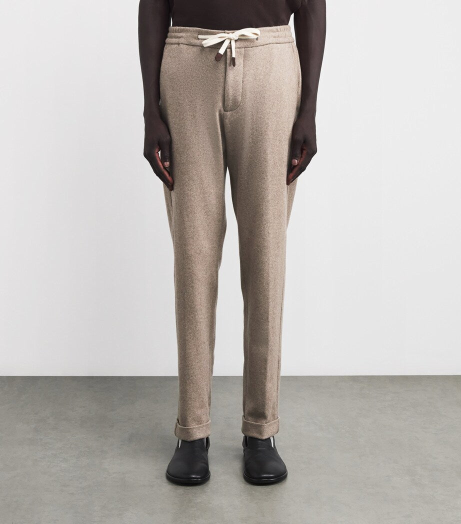 Cashmere and Cotton Blend Sweatpants with Turned-Up Cuffs and Pockets