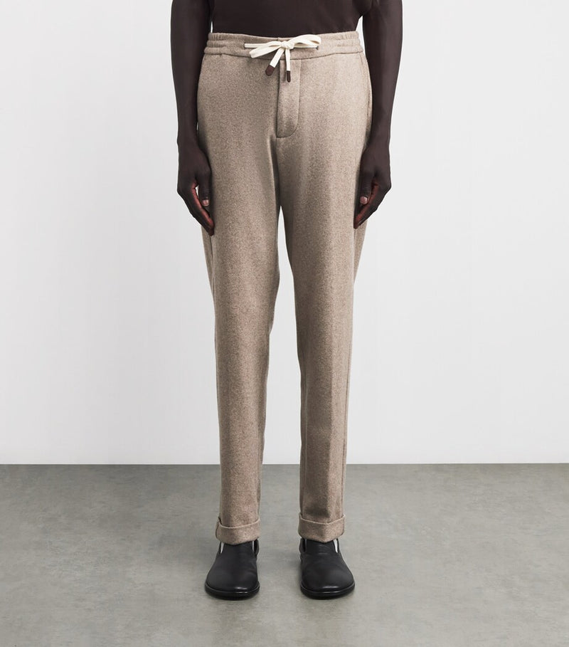 Cashmere and Cotton Blend Sweatpants with Turned-Up Cuffs and Pockets