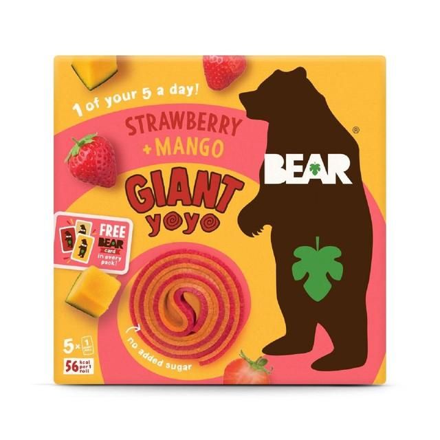 BEAR GIANT Fruit Yoyos Strawberry & Mango Multipack   5 x 20g - McGrocer