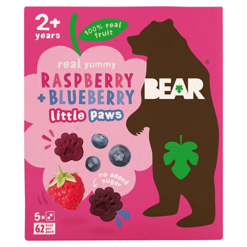 BEAR Pure Fruit Paws Raspberry & Blueberry 5 Pack - McGrocer