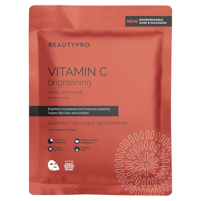 BEAUTYPRO Vitamin C Brightening Facial Sheet Mask   30g - McGrocer
