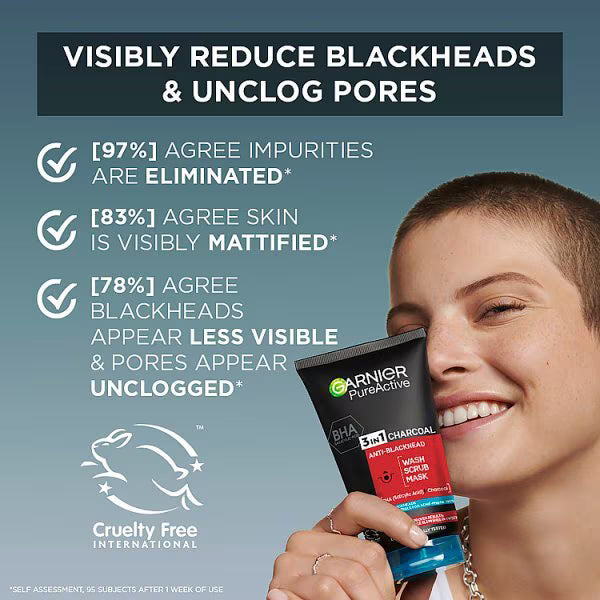 Garnier Pure Active charcoal 3in1 wash 150ml, UK version