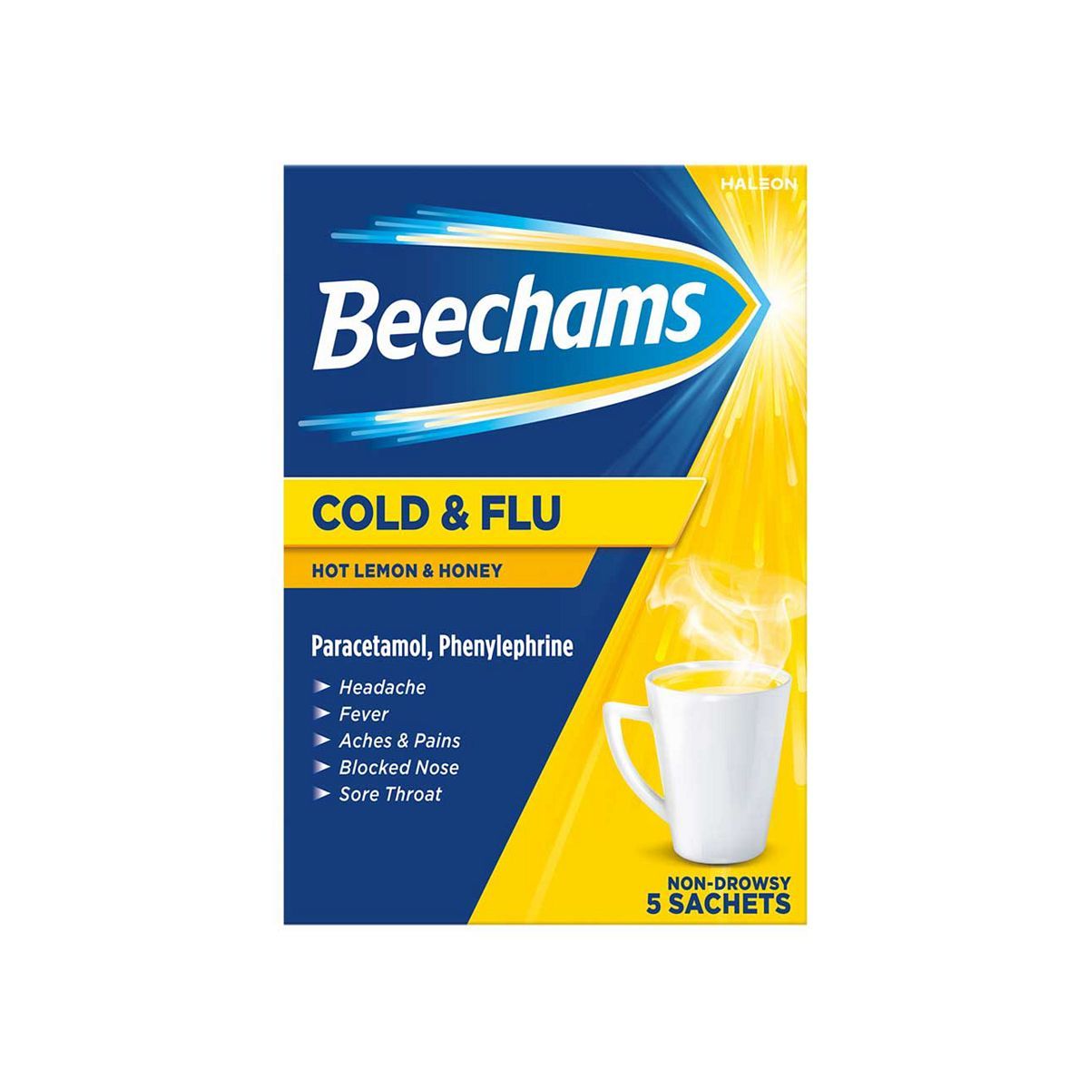 Beechams Cold & Flu Hot Lemon & Honey - 5 Sachets - McGrocer