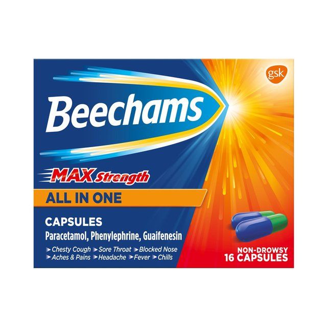 Beechams Cold & Flu Max Strength Cough & Congestion Relief  Capsules 16   16 per pack - McGrocer