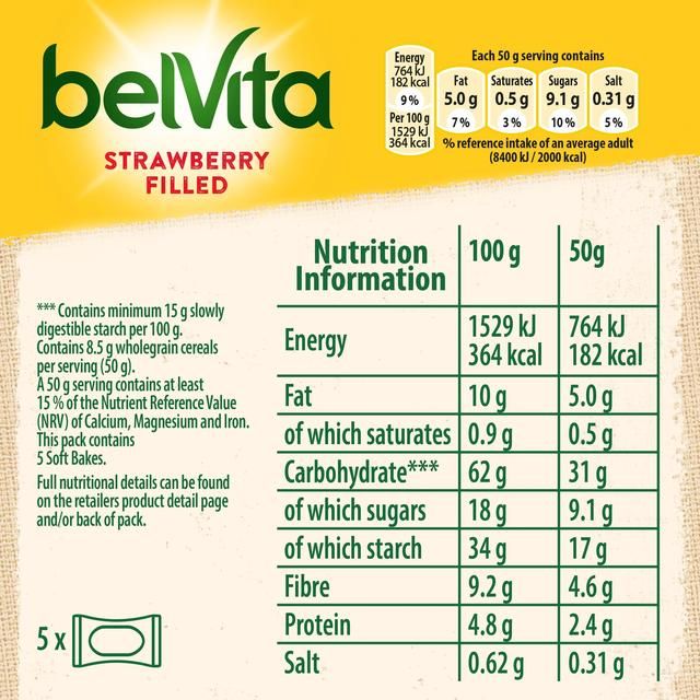 Belvita Strawberry Soft Bakes Breakfast Biscuits   5 x 40g - McGrocer