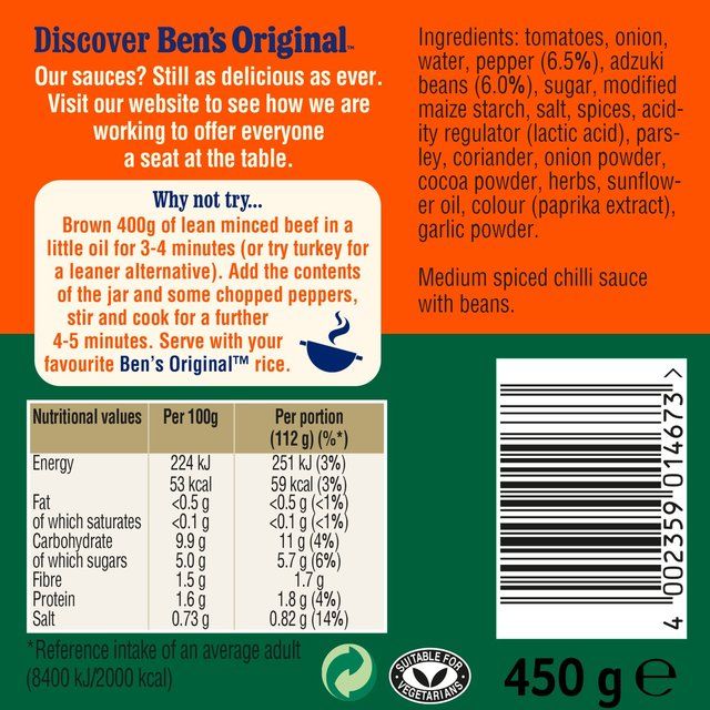 Ben's Original Medium Chilli Con Carne Sauce   450g - McGrocer