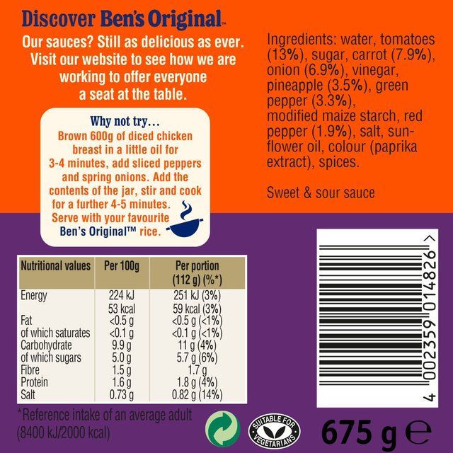 Ben's Original Sweet & Sour Sauce   675g - McGrocer