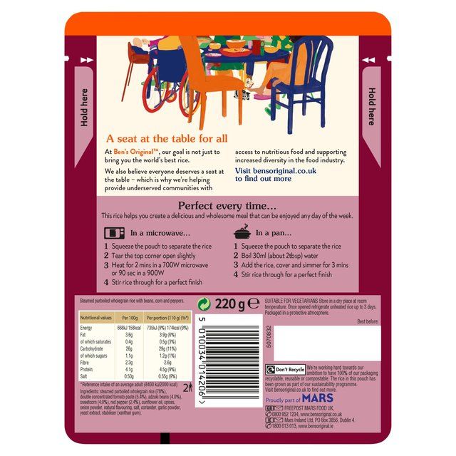 Ben's Original Wholegrain Spicy Mexican Microwave Rice   220g - McGrocer