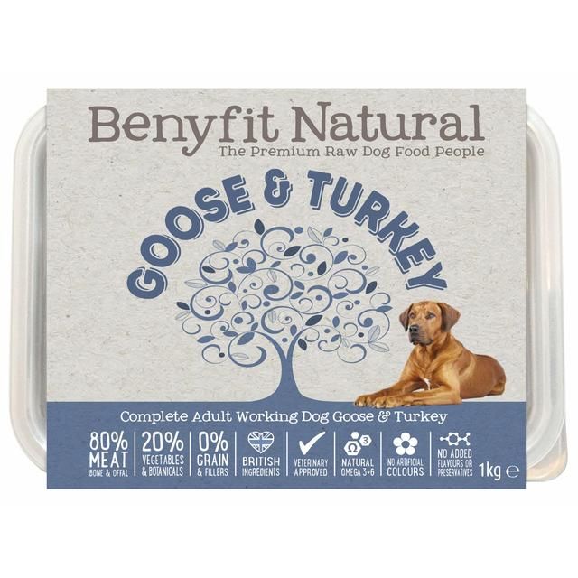 Benyfit Natural Goose & Turkey Complete Adult Raw Working Dog Food   1kg - McGrocer